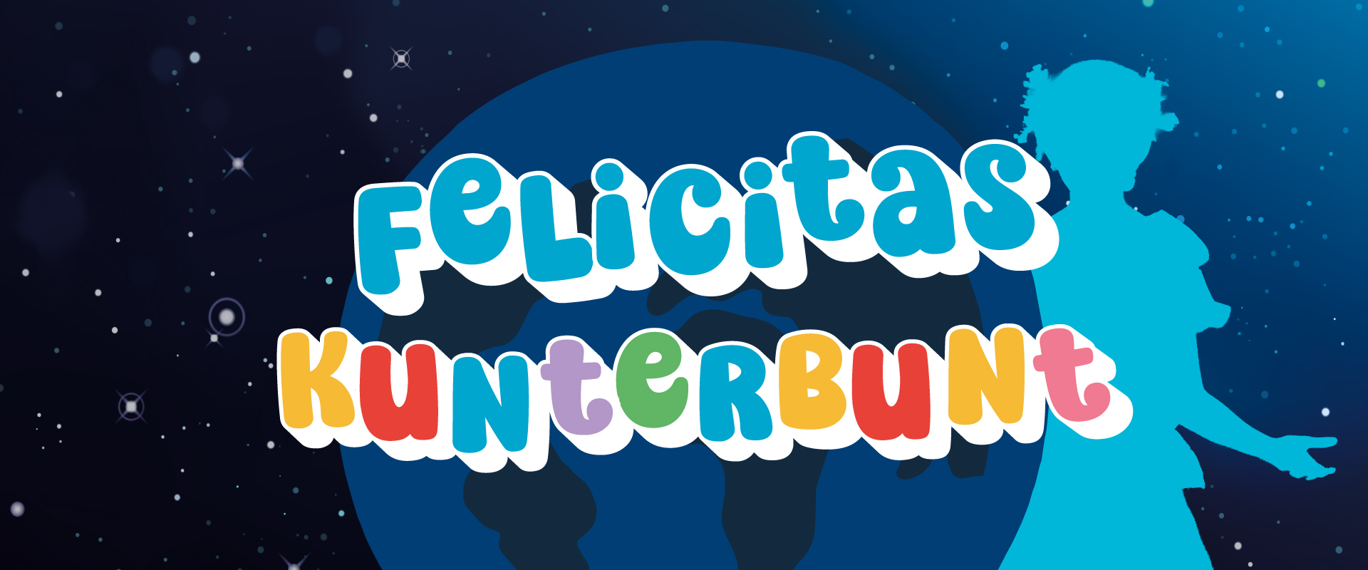 Felicitas Kunterbunt, Kindermusical, Kapellsingknaben, Mädchenkantorei, Forum Altötting, Bild Veranstalter Der Schriftzug Felicitas Kunterbunt.