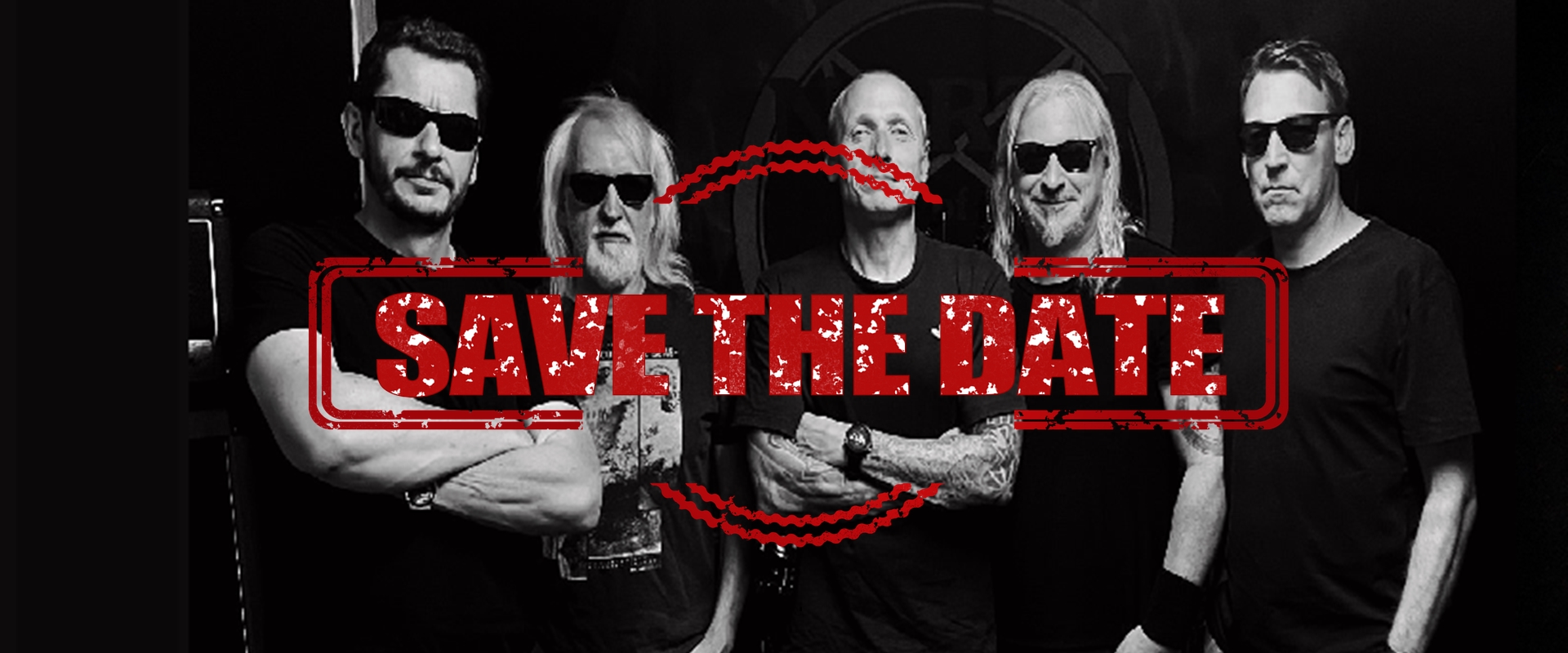 North of Hell, Slayer Tribute, Abriss, Forum, Altötting, Logo 5 Männer in schwarzen T-Shirts.