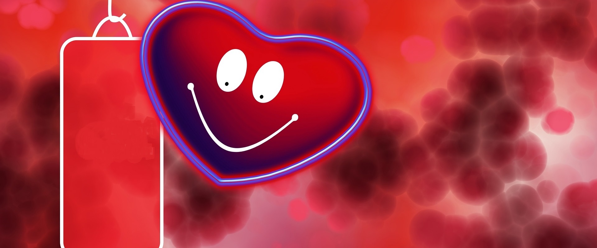 Blutspende in Altötting, Blutspendedienst, Forum, Foto Pixabay Stilisierte Bluttropfen und davon ein Herz mit Smiley-Gesicht