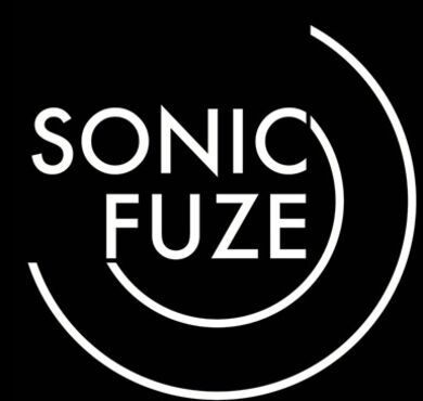 Sonic Fuze, Slayer by North of Hell, Abriss, Forum, Altoetting, Logo Band Das Logo der Band Sonic Fuze in weiß auf schwarzem Hintergrund.