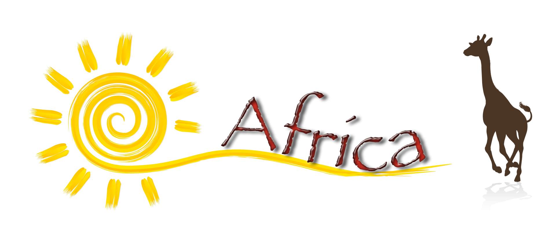 Sonne mit Giraffe und dem Schriftzug Africa.