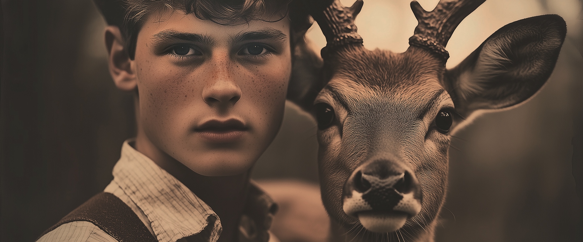 Junger Mann mit Hirsch. 