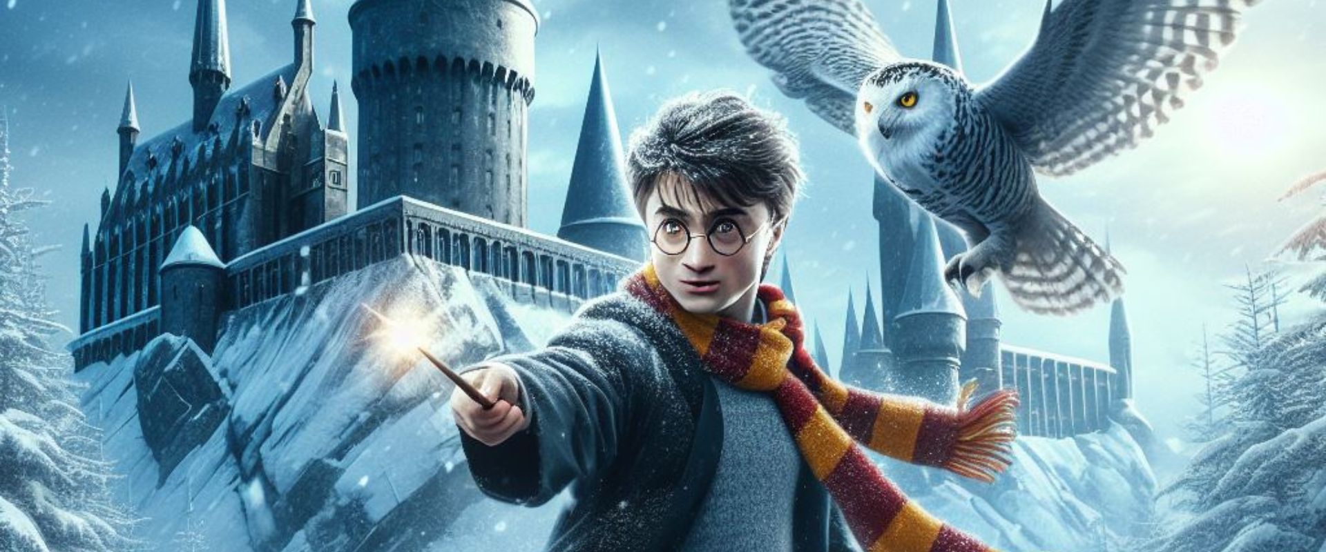 Die verschneite Hogwarts-Schule für Hexerei und Zauberei.