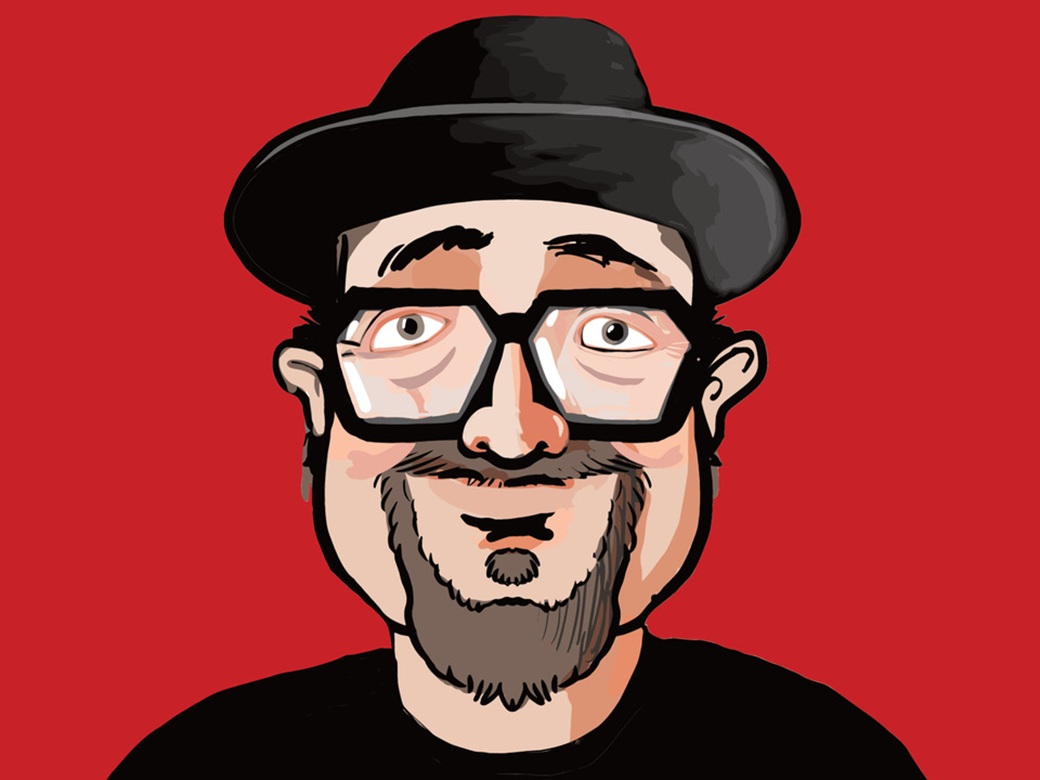 Eine Comiczeichnung von einem Mann mit Hut.