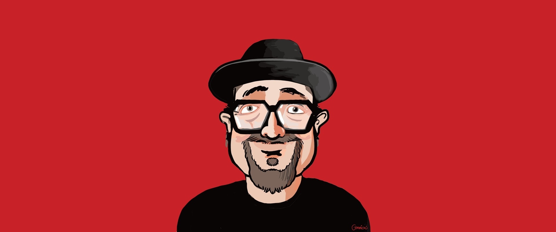 HelmutA. Binser, Forum Altötting, Bumm, Bild Gymmik Eine Comiczeichnung von einem Mann mit Hut.