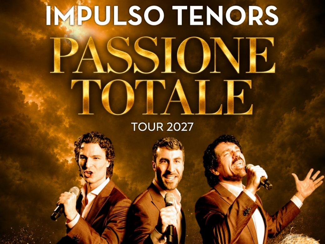 Impulso Tenors, Passione Totale Tour 2027, Forum Altötting, Foto: Veranstalter Die drei Tenöre von Impulso Tenors vor epischem Hintergrund.