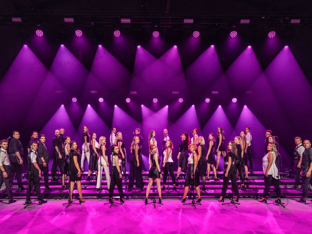 Das 40 köpfige Vokalensemble PERPETUUM JAZZILE gemeinsam auf der Bühne.