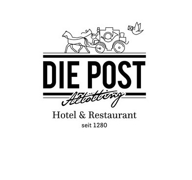 Das Logo des Hotels "Zur Post" als Partner der Catering Firma im Altöttinger Forum.